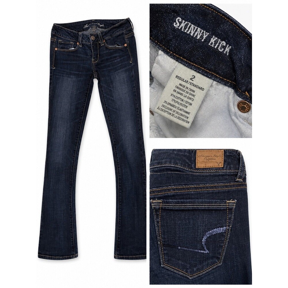 American Eagle Artist Stretch Bootcut Jeans Women’s Size 2 Regular Dark Sequin